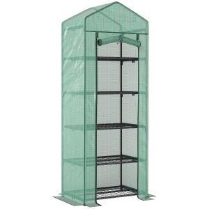 Outsunny Serre de jardin balcon étagère serre 5 niveaux 0,69 x 0,49 x 1,93 m acier bâche amovible PE vert