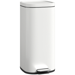 HOMCOM Lixeira de Cozinha 30 L com Pedal e Tampa Função de Fecho Suave e Manter Aberta para Cozinha Casa