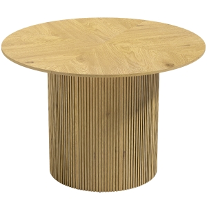 HOMCOM Mesa de Jantar Redonda Moderna para 4-6 Pessoas Mesa de Cozinha de 110 cm com Base Cilíndrica Canelada Carvalho