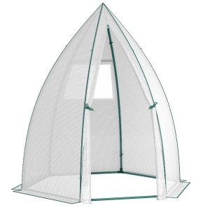 Outsunny Mini Kas Overwintertent met Roldeur Wit 160x138x180cm