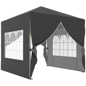 Outsunny Tonnelle de jardin 2,5 x 2,5 m pop up tonnelle pliante réglable en hauteur protection UV50+ montage facile gris foncé