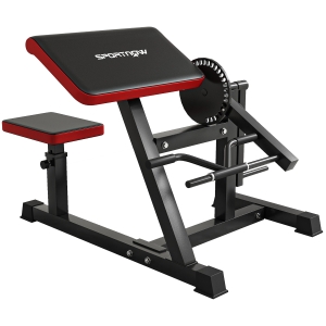 SPORTNOW Bancă Romană 2 în 1 pentru Curl și Tricepși cu Scaun Reglabil pe 5 Niveluri și 25 de Ajustări, Neagră