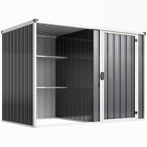 Outsunny Capanno da Giardino in Acciaio Zincato, Porta Bloccabile, 231 x 125 x 162 cm, Grigio