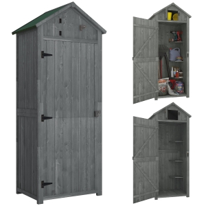 Outsunny Waterdichte Tuinkast 77 cm voor Tuin Gereedschap met Planken, Terracotta
