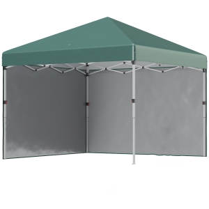 Outsunny Faltpavillon, 2 Seitenwände, höhenverstellbar, mit Transporttasche, rostfreies Stahlgestell, 3 x 3 m, Grün