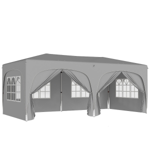 Outsunny Tonnelle pliante 3 x 6m Pop Up, UPF50+ Hauteur ajustable, avec sac de transport et sacs de sable, Gris clair