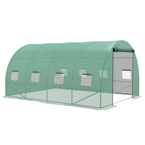 Outsunny Sprinkler System Polytunnel Greenhouse, 4 x 3(m), Green