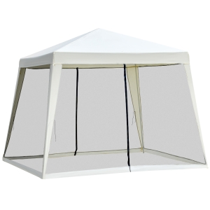 Outsunny Tuinpaviljoen paviljoen partytent tuintent met muggengaas beige 3 x 3 m