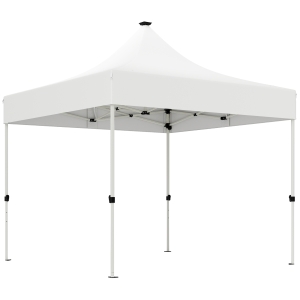 Outsunny Pavilion de Grădină Pop-Up 3x3 m cu Înălțime Reglabilă, Lumini LED Solare, din Țesătură Oxford și Metal, Alb