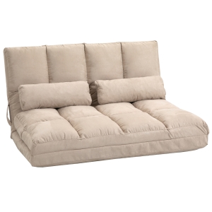 HOMCOM 2-in-1 Bodensessel, Rückenlehne, Verstellbar, 102 x 73 x 60 cm, Beige
