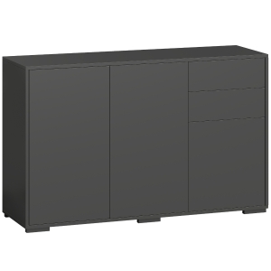 HOMCOM Buffet móvel de arrumação 2 gavetas deslizantes 3 portas prateleira ajustável painéis de partículas 117 x 36 x 74 cm preto