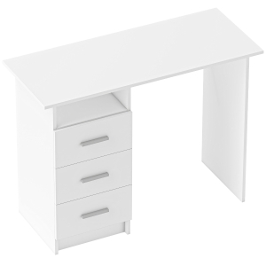 HOMCOM Birou Modern din Lemn cu 3 Sertare și Raft Deschis, 100x40x75 cm, Alb și Maro
