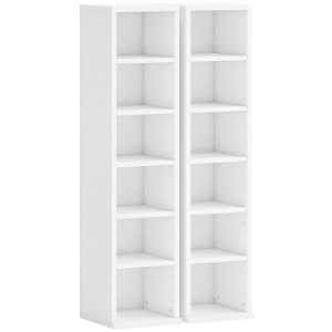 HOMCOM 204 CD-Aufbewahrungsregale im 2er-Set, Blu-Ray-Turmständer mit verstellbaren Regalböden, Bücherregal-Organizer, Weiß
