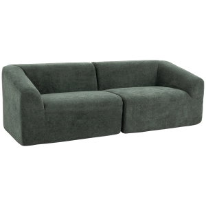 HOMCOM Sofá 3 Lugares em Chenille 225 cm Sofá de Sala Estofado Moderno com Assento Largo Almofada com Molas Verde Escuro