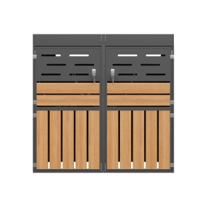 Multifunktionaler Außenschrank mit integriertem Pflanzkasten, Jalousien-Lüftung gegen Gerüche, 133X80X128 cm, ohne Abfalleimer, Grau