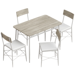 HOMCOM Conjunto de Jantar 5 Peças Mesa de Cozinha Retangular com 4 Cadeiras Acolchoadas 106x66x75 cm Carvalho