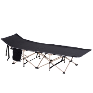 Outsunny Cama de Acampada con 1 Bolsillo Lateral Bolsa de Transporte y Marco de Acero Carga 150 kg 190x68x52 cm Negro