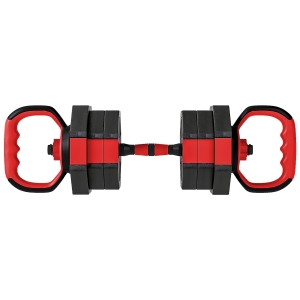 SPORTNOW 6-in-1 Adjustable Weight Dumbbells Set, Used as Kettlebell, Barbell, Dumbbell, Push-Up Stand, 20kg Free Weights Set for Men and Women Home Gym Training, Red