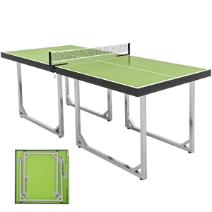 HOMCOM 6ft Table Tennis Table, Ping Pong Table with Net, Foldable and Portable Ping Pong Set for Indoor Use, Easy Assemble, Midsize, Green