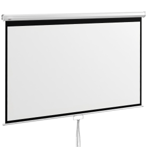 HOMCOM Pantalla de Proyección Manual Portátil 100 Pulgadas Formato 16:9 con Altura Ajustable 221x124 cm Blanco