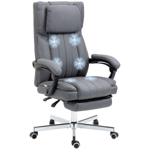 Vinsetto Silla de Oficina Reclinable y Giratoria  con 6 Puntos de Masaje Vibratorio con Mando de Control 65x61x108-118 cm Gris