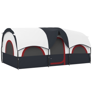 Outsunny Tenda de Campismo Familiar Tipo Túnel para 4-6 Pessoas Impermeável 3.000 mm Dobrável 435x251x195 cm Cinzento Escuro