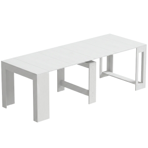 HOMCOM Mesa Extensível Conversível em Consola para 10 Pessoas 240x90x78 cm Branco