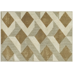 HOMCOM Alfombra Lavable en Lavadora Pelo Corto 170x120 cm Estilo Moderno Tapete para Sala de Estar Dormitorio Comedor Crema