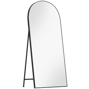 HOMCOM Espejo de Cuerpo Entero 180x80 cm Marco de Aluminio Independiente Apoyado y de Pared Negro