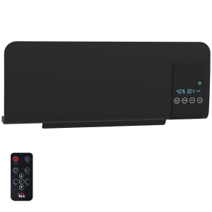 HOMCOM Calefactor Eléctrico de Pared 1000W/2000W Estufa con Pantalla LED y Mando a Distancia 54,5x12x21,5 cm Negro