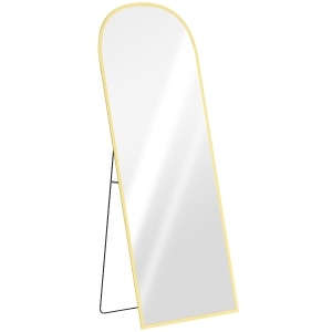 HOMCOM Espejo de Pie Cuerpo Entero de Aleación de Aluminio Espejo de Pared con 2 Formas de Uso Arqueado 60x1,5x165 cm Dorado