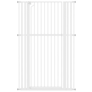 PawHut Barrera de Seguridad Niños Perros y Gatos Extra Alta 160cm Extensible 76-105cm para Puertas Escaleras Cierre Automático