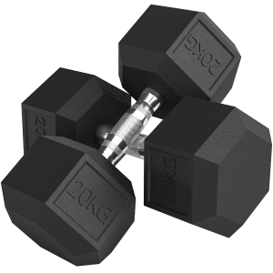 HOMCOM Set de Gantere de 2x20 kg cu Mâner Antialunecare, din Metal, pentru Antrenament Acasă și la Sală, Negru