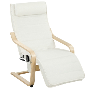 HOMCOM Fotoliu de Relaxare Încălzit și cu Masaj, cu Suport pentru Picioare Reglabil și Telecomandă, 67x95x101 cm, Crem