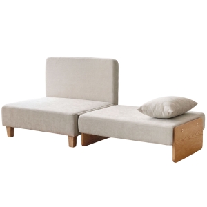 HOMCOM Poltrona-Cama Individual 2 em 1 Dobrável com Almofadas Salva-Espaço em Tecido Misto Linho-Veludo Creme