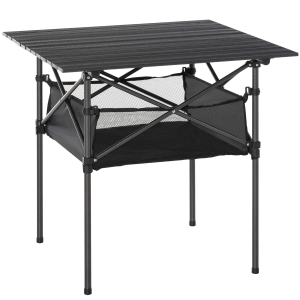 Outsunny Campingtisch aus Aluminium faltbar Klapptisch Falttisch mit Netztasche tragbarer Picknicktisch für Camping Garten Party Picknick Balkon Schwarz 70 x 70 x 69 cm