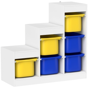 AIYAPLAY Móvel de Arrumação para Brinquedos Infantis com 6 Cestos Removíveis 3 Níveis de Arrumação 96x38,5x90 cm Multicolorido