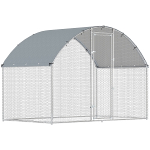 PawHut Gallinero para Exterior 2,8x1,7x1,9 m Cubierta de Tela Oxford Anti-UV Impermeable Pestillos para 5-8 Gallinas Plata