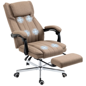 Vinsetto Cadeira de Escritório com 6 Pontos de Massagem com Vibração Reclinável com Altura Ajustável 65x61x101-113 cm Marrom