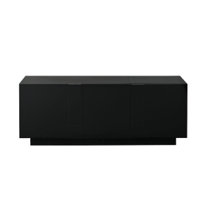 Aparador para sala de estar, armário de arrumação largo de três portas, design minimalista moderno, 35x160x60 cm, Preto