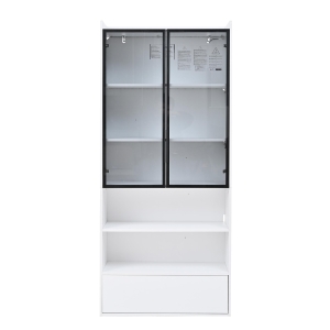 Vitrine alta, iluminação LED controlada por app, 6 prateleiras, 80x34x180 cm, Branco