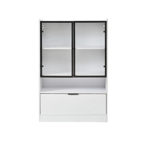 Vitrine LED moderna, iluminação LED RGB, compartimento abatível prático e prateleiras ajustáveis, 80x35x120 cm, Branco