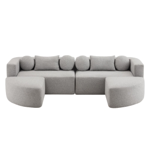 Sofá-cama modular com função cama, espuma altamente elástica e molas ensacadas, 292x165x68 cm, Cinzento