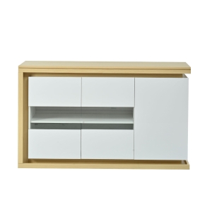 Aparador moderno, 3 portas com 4 prateleiras ajustáveis, 140x40x84 cm, Branco
