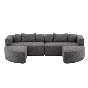Sofá-cama modular com função cama, espuma altamente elástica e molas ensacadas, 292x165x68 cm, Preto