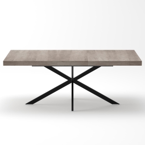 Mesa de jantar extensível retro, com arrumação escondida e mecanismo de extensão suave para 4–6 pessoas, 160x80x76 cm, Cinzento