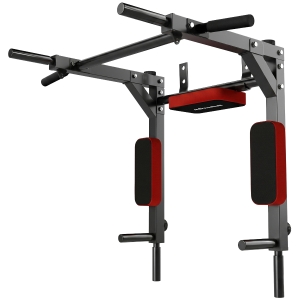 SPORTNOW Wand-Pull-up Bar, 2-in-1 Professionele Pull-up- en Dipstation voor Thuis, tot 200 kg, Rood