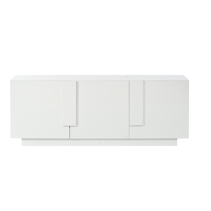 Aparador para sala de estar, armário de arrumação largo de três portas, design minimalista moderno, 35x160x60 cm, Branco
