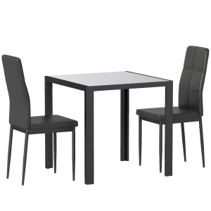HOMCOM Eetset met Tafel en 2 Stoelen Ruimtebesparend Zwart