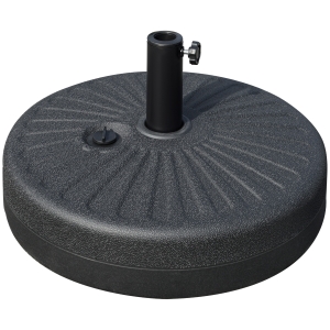 Outsunny Base de Sombrilla de Jardín Rellenable de Agua 22 kg Soporte de Parasol Redondo Apto para Postes de 38mm/48mm Portátil para Terraza Patio Ø51x30,5 cm Negro